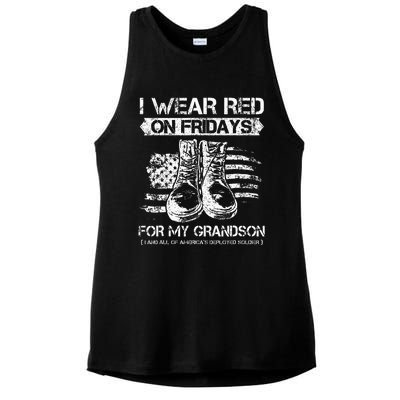 I Wear Red On Fridays For My Grandson Proud US Military Gift Ladies PosiCharge Tri-Blend Wicking Tank