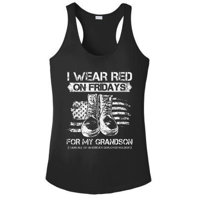 I Wear Red On Fridays For My Grandson Proud US Military Gift Ladies PosiCharge Competitor Racerback Tank