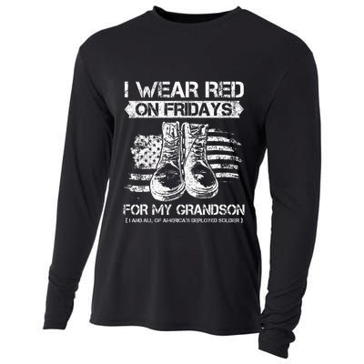 I Wear Red On Fridays For My Grandson Proud US Military Gift Cooling Performance Long Sleeve Crew
