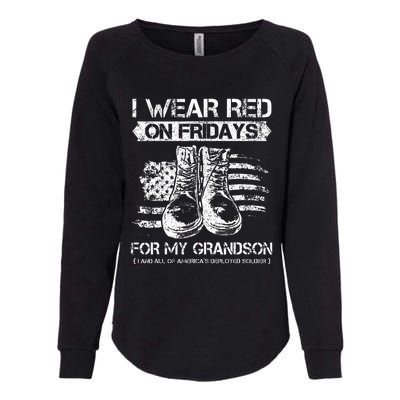 I Wear Red On Fridays For My Grandson Proud US Military Gift Womens California Wash Sweatshirt