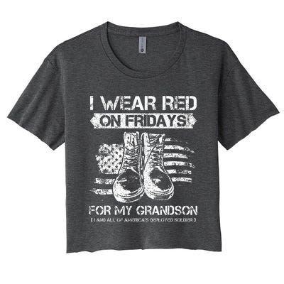 I Wear Red On Fridays For My Grandson Proud US Military Gift Women's Crop Top Tee