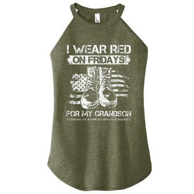 I Wear Red On Fridays For My Grandson Proud US Military Gift Women’s Perfect Tri Rocker Tank