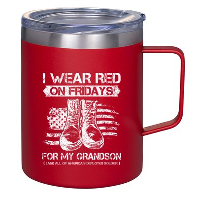 I Wear Red On Fridays For My Grandson Proud US Military Gift 12oz Stainless Steel Coffee Mug