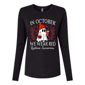 I Wear Red Dyslexia Awareness Month Dyslexia Womens Cotton Relaxed Long Sleeve T-Shirt