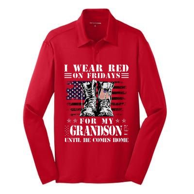 I Wear Red On Fridays For My GRANDSON Until He Comes Home Silk Touch Performance Long Sleeve Polo