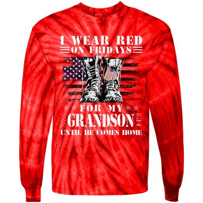 I Wear Red On Fridays For My GRANDSON Until He Comes Home Tie-Dye Long Sleeve Shirt