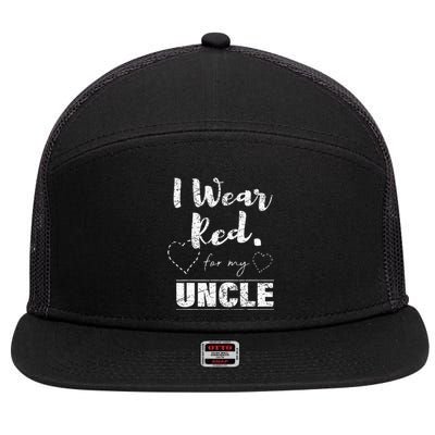 I Wear Red For My Uncle Heart Disease Awareness Gift 7 Panel Mesh Trucker Snapback Hat