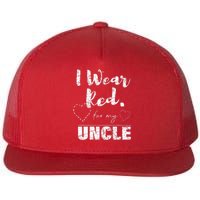 I Wear Red For My Uncle Heart Disease Awareness Gift Flat Bill Trucker Hat