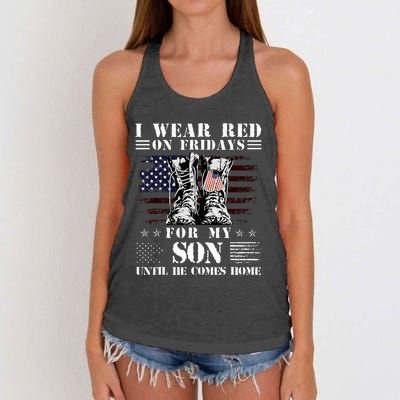 I Wear Red On Fridays For My SON Until He Comes Home Women's Knotted Racerback Tank