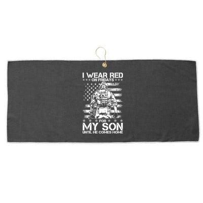 I Wear Red On Fridays For My Son Until He Comes Home Large Microfiber Waffle Golf Towel