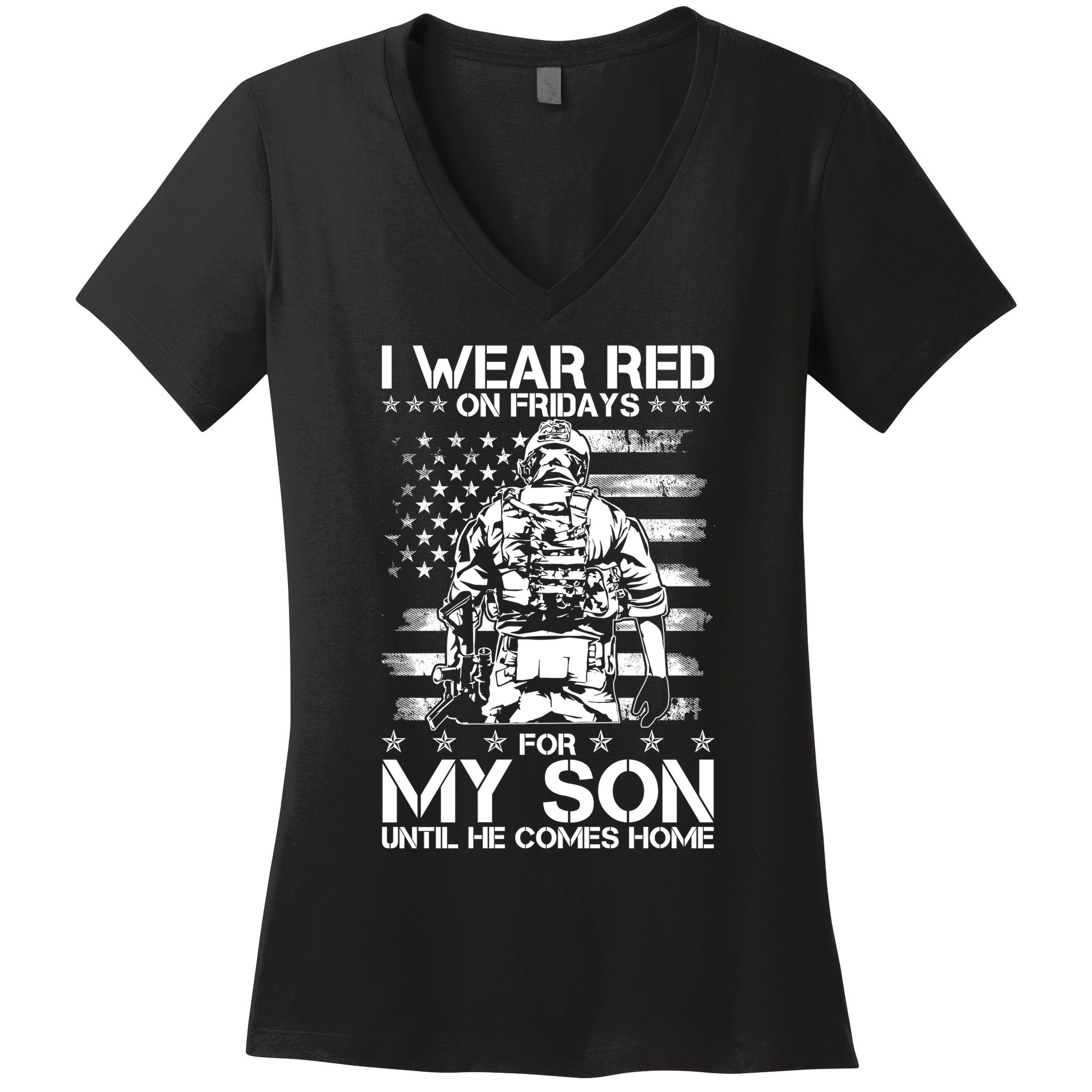 I Wear Red On Fridays For My Son Until He Comes Home Women's V-Neck T-Shirt