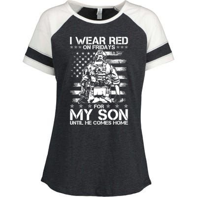 I Wear Red On Fridays For My Son Until He Comes Home Enza Ladies Jersey Colorblock Tee