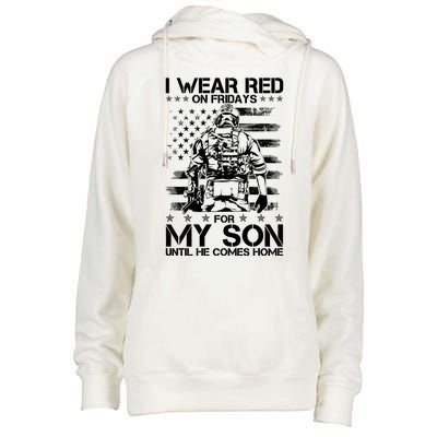 I Wear Red On Fridays For My Son Until He Comes Home Womens Funnel Neck Pullover Hood