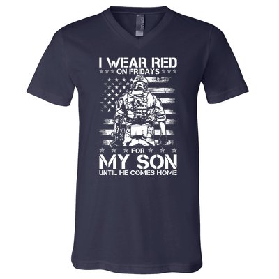 I Wear Red On Fridays For My Son Until He Comes Home V-Neck T-Shirt