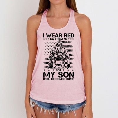 I Wear Red On Fridays For My Son Until He Comes Home Women's Knotted Racerback Tank