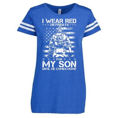 I Wear Red On Fridays For My Son Until He Comes Home Enza Ladies Jersey Football T-Shirt