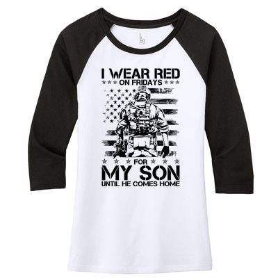 I Wear Red On Fridays For My Son Until He Comes Home Women's Tri-Blend 3/4-Sleeve Raglan Shirt