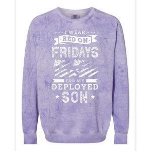 I Wear Red On Fridays For My Deployed Son Soldier Mom Colorblast Crewneck Sweatshirt