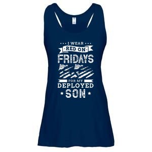 I Wear Red On Fridays For My Deployed Son Soldier Mom Ladies Essential Flowy Tank