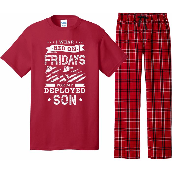 I Wear Red On Fridays For My Deployed Son Soldier Mom Pajama Set