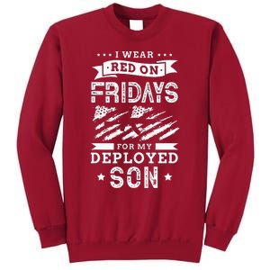 I Wear Red On Fridays For My Deployed Son Soldier Mom Tall Sweatshirt