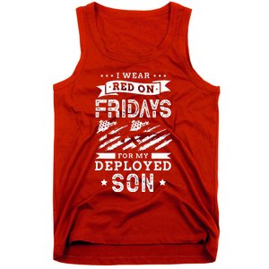 I Wear Red On Fridays For My Deployed Son Soldier Mom Tank Top