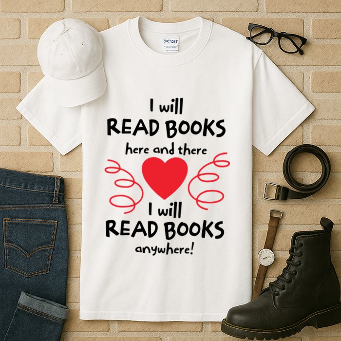 I Will Read Books Here And There I Will Read Books Anywhere Tall T-Shirt