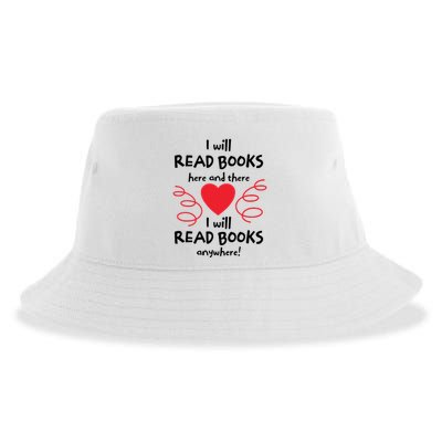 I Will Read Books Here And There I Will Read Books Anywhere Sustainable Bucket Hat