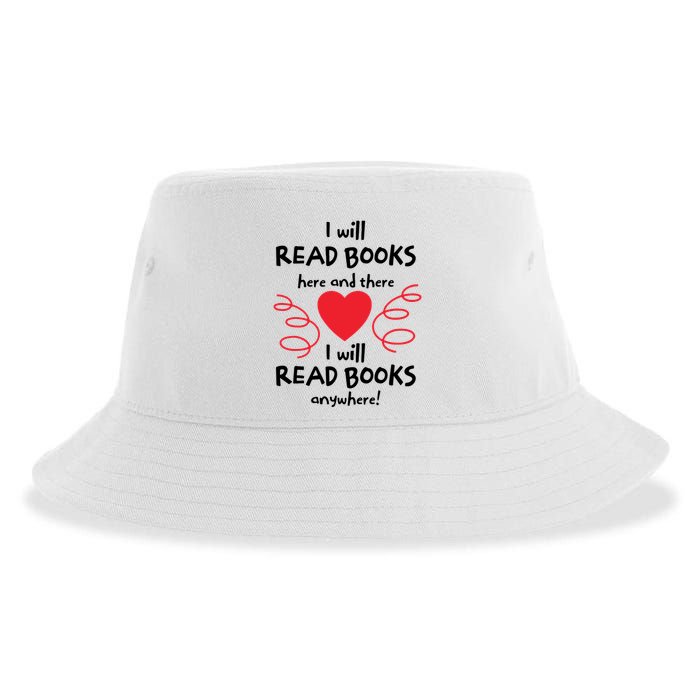 I Will Read Books Here And There I Will Read Books Anywhere Sustainable Bucket Hat