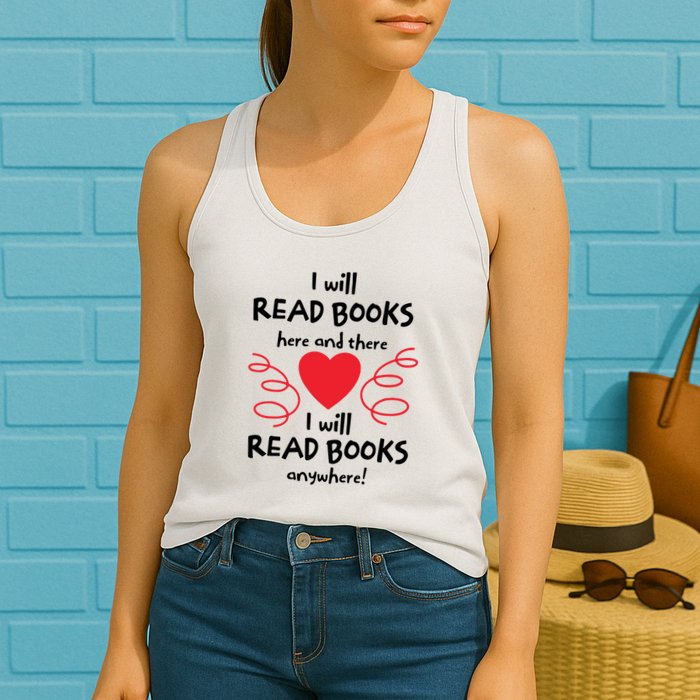 I Will Read Books Here And There I Will Read Books Anywhere Womens Tank Top