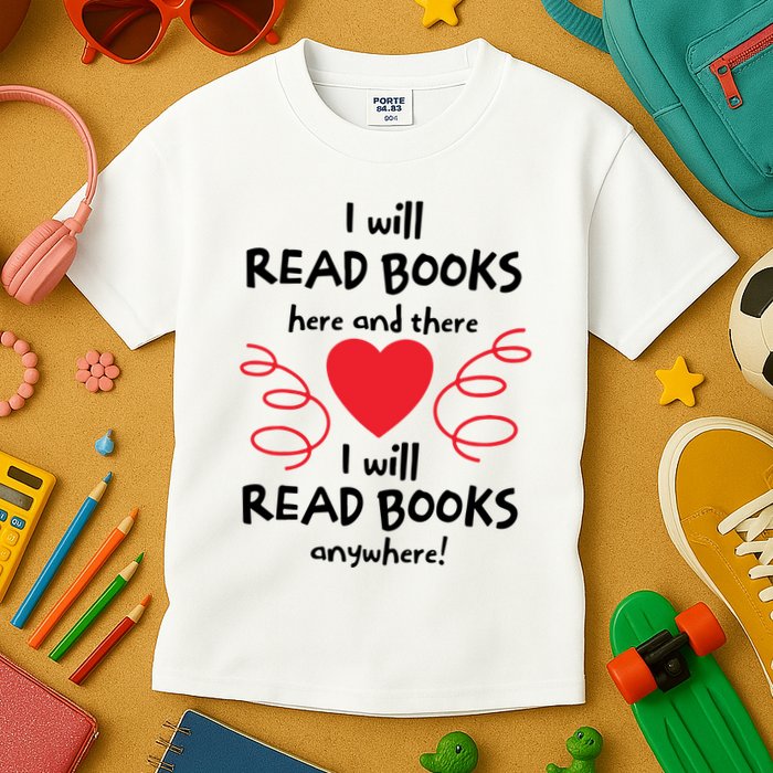 I Will Read Books Here And There I Will Read Books Anywhere Kids T-Shirt