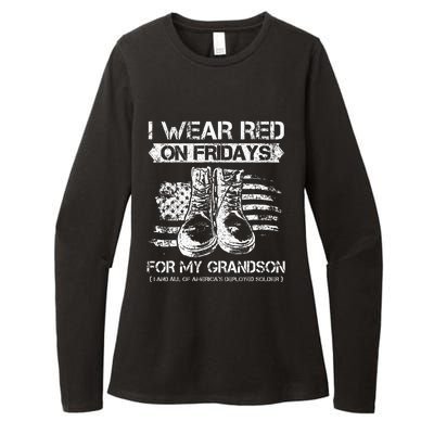 I Wear Red On Fridays For My Grandson Proud US Military Gift Womens CVC Long Sleeve Shirt