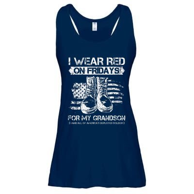 I Wear Red On Fridays For My Grandson Proud US Military Gift Ladies Essential Flowy Tank