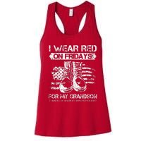 I Wear Red On Fridays For My Grandson Proud US Military Gift Women's Racerback Tank