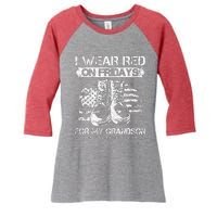 I Wear Red On Fridays For My Grandson Proud US Military Gift Women's Tri-Blend 3/4-Sleeve Raglan Shirt