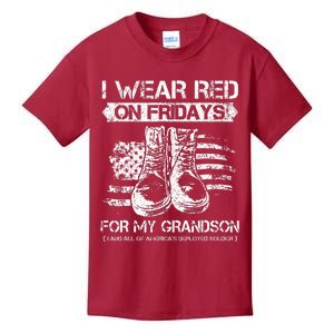 I Wear Red On Fridays For My Grandson Proud US Military Gift Kids T-Shirt