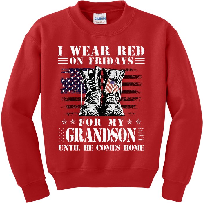 I Wear Red On Fridays For My GRANDSON Until He Comes Home Kids Sweatshirt