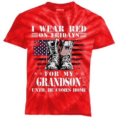 I Wear Red On Fridays For My GRANDSON Until He Comes Home Kids Tie-Dye T-Shirt