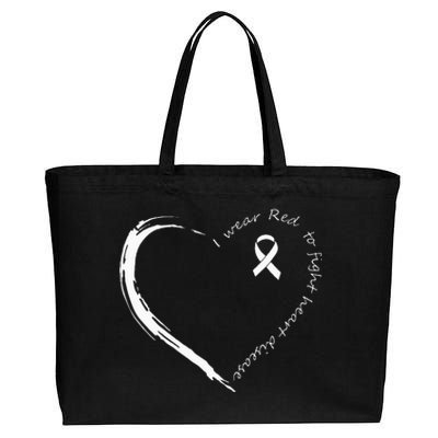 I Wear Red To Fight Heart Disease Awareness Cotton Canvas Jumbo Tote