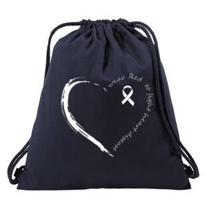 I Wear Red To Fight Heart Disease Awareness Drawstring Bag