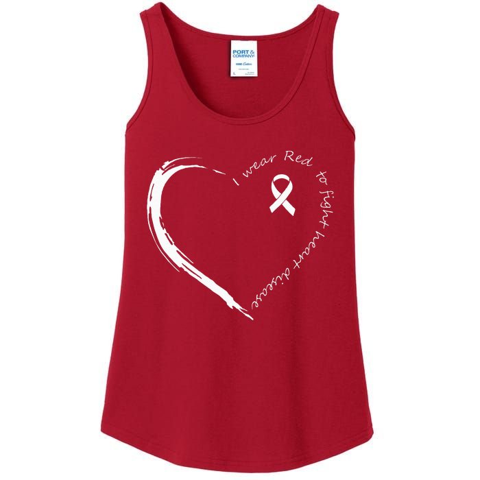 I Wear Red To Fight Heart Disease Awareness Ladies Essential Tank