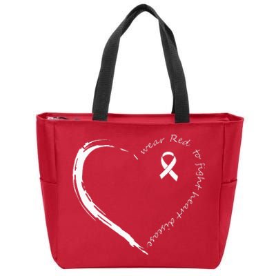 I Wear Red To Fight Heart Disease Awareness Zip Tote Bag