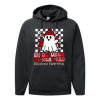 I Wear Red Dyslexia Awareness Month Ghost Halloween Performance Fleece Hoodie