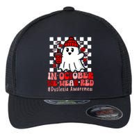 I Wear Red Dyslexia Awareness Month Ghost Halloween Flexfit Unipanel Trucker Cap