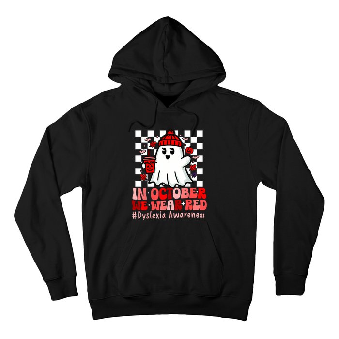 I Wear Red Dyslexia Awareness Month Ghost Halloween Hoodie