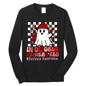 I Wear Red Dyslexia Awareness Month Ghost Halloween Long Sleeve Shirt