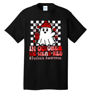 I Wear Red Dyslexia Awareness Month Ghost Halloween Tall T-Shirt