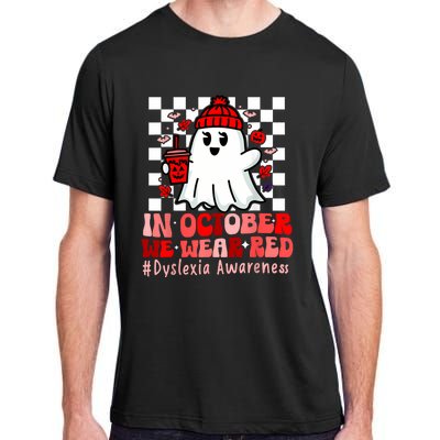 I Wear Red Dyslexia Awareness Month Ghost Halloween Adult ChromaSoft Performance T-Shirt