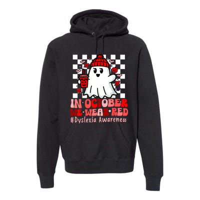 I Wear Red Dyslexia Awareness Month Ghost Halloween Premium Hoodie