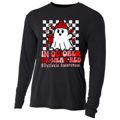 I Wear Red Dyslexia Awareness Month Ghost Halloween Cooling Performance Long Sleeve Crew